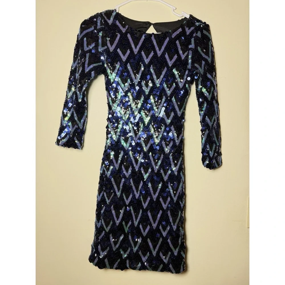 Y2K Vintage Charlotte Russe Sequin Mini Dress Open Back Party Mini Glam Clubwear